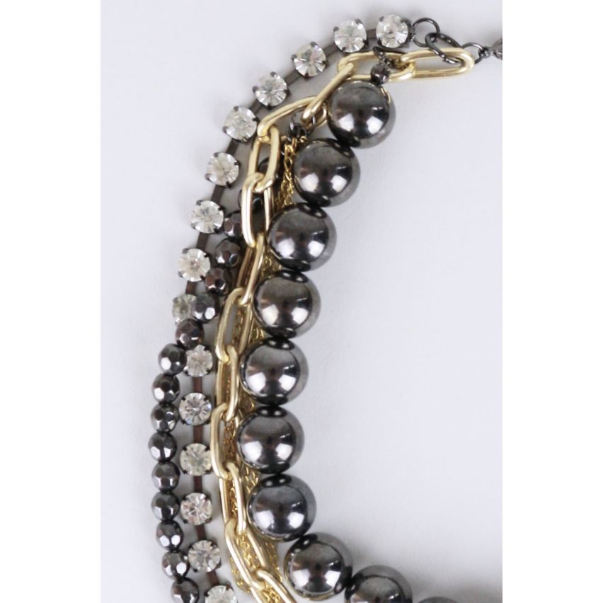 Lovemystyle Multi Layer Choker halsband med kedjor och pärlor