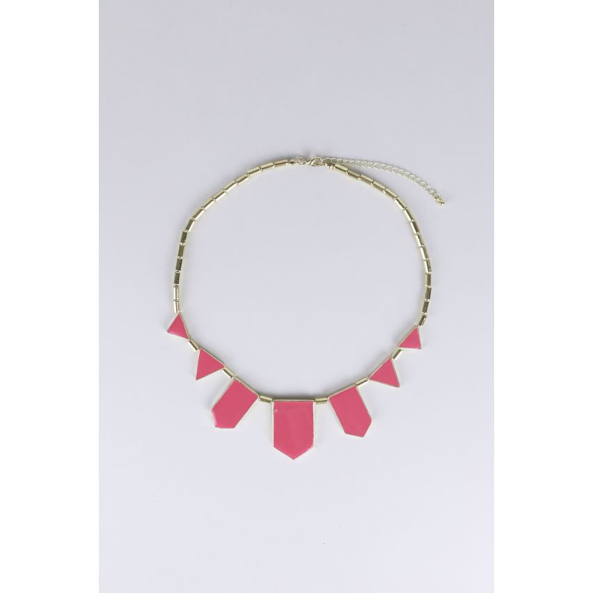 Lovemystyle Gold Necklace With Pink Shape Detail