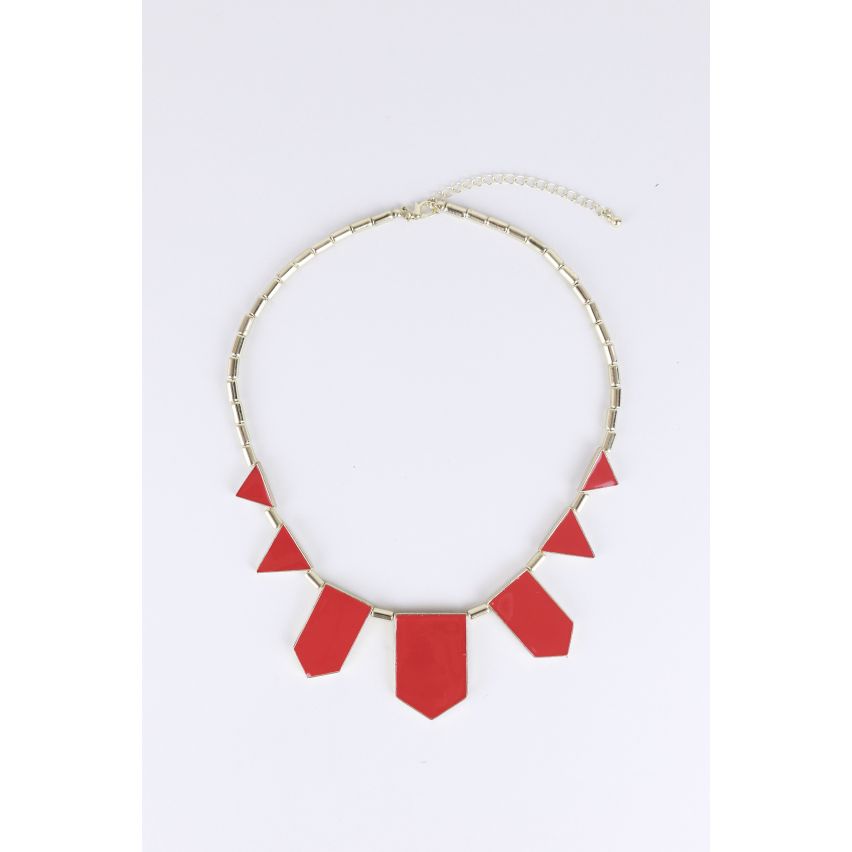 Lovemystyle Gold Necklace With Red Shape Detail