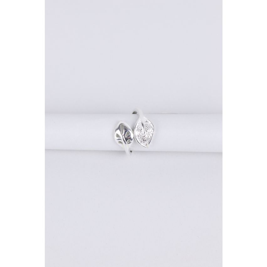 Lovemystyle Zilveren Ring met dubbele blad Twist Design
