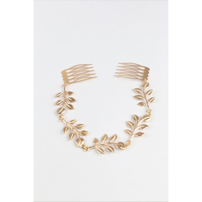 Accessoire de cheveux or complexes de Lovemystyle avec la conception de la feuille d’or