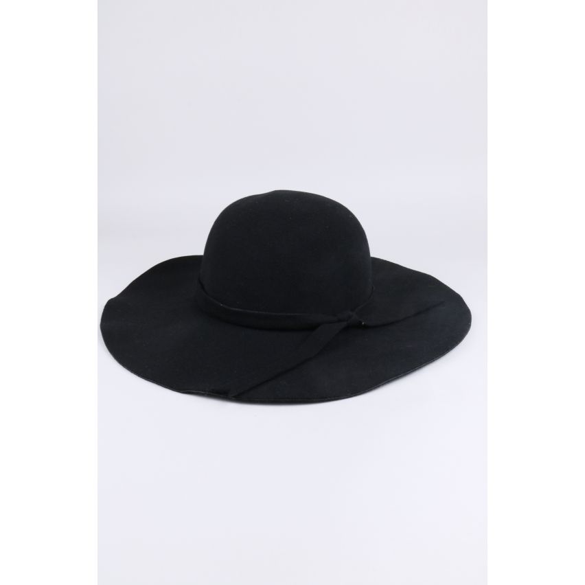 Lovemystyle Oversize Wool Floppy Hat In Black