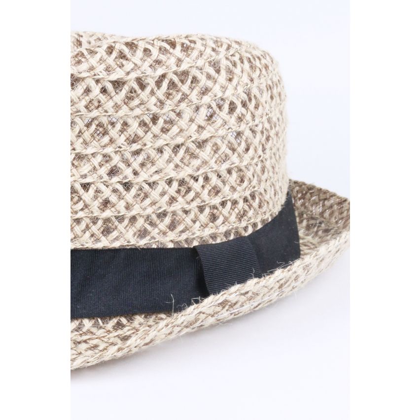 Lovemystyle Open tisser Fedora Hat avec une bande noire