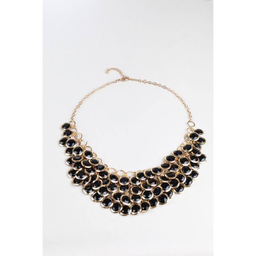 Lovemystyle Gold Statement Necklace With Black Stones