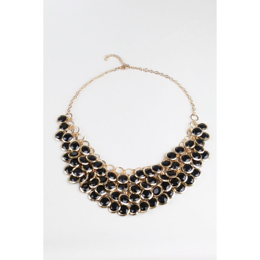 Lovemystyle Gold Statement Necklace With Black Stones