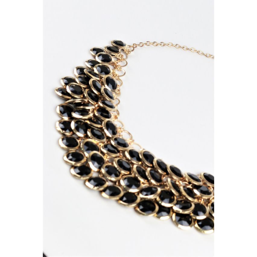Lovemystyle Gold Statement Necklace With Black Stones