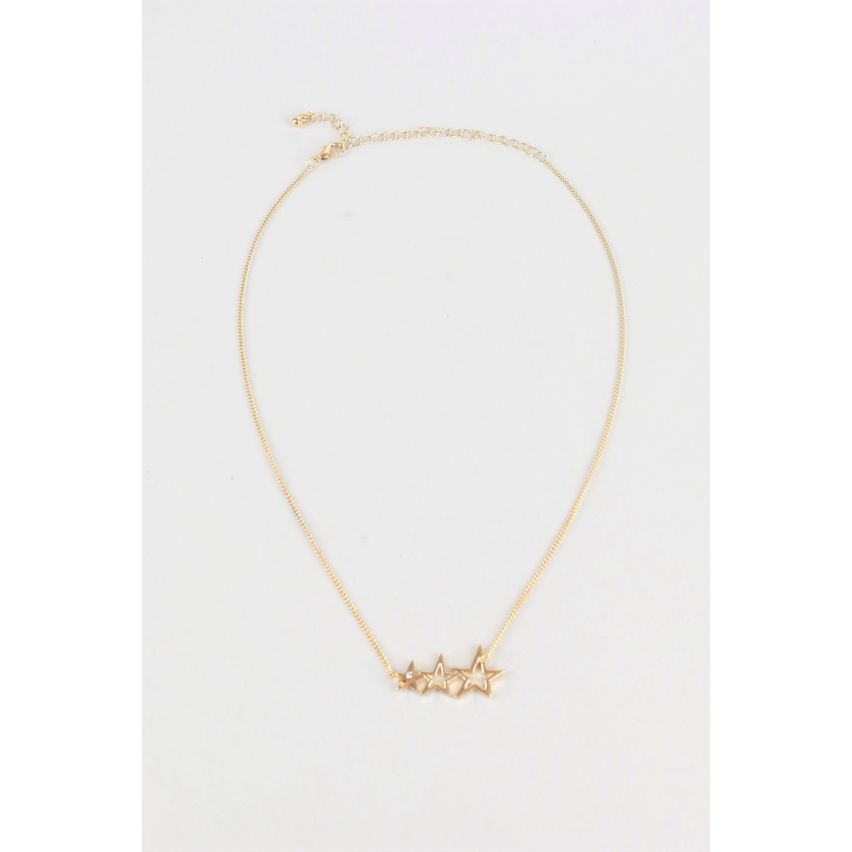 Collar de cadena de oro de Lovemystyle con diseño de estrellas Triple