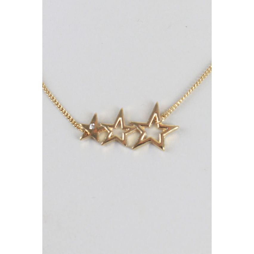 Lovemystyle Gold Chain Necklace With Triple Star Design
