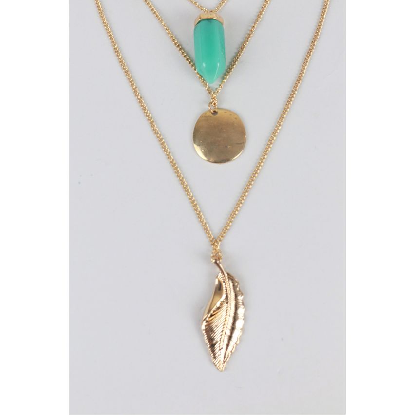 Lovemystyle Multi-Layered Gold Chain Necklace With Pendants