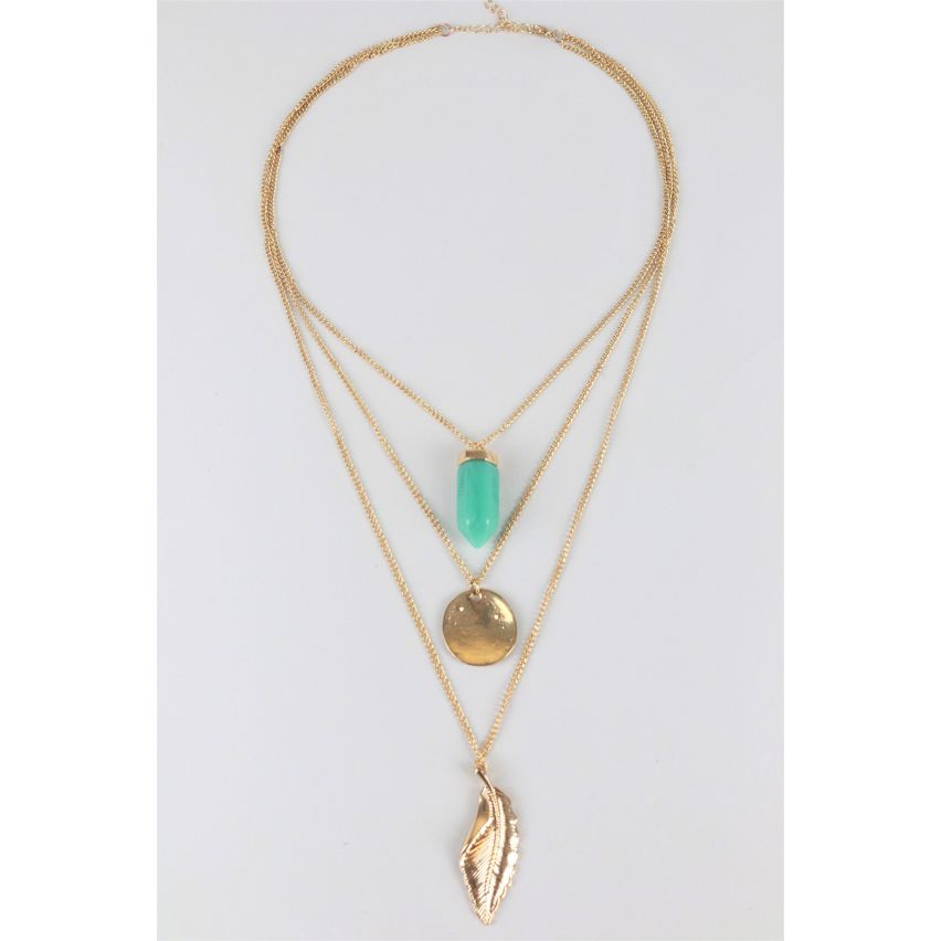Lovemystyle Multi-Layered Gold Chain Necklace With Pendants