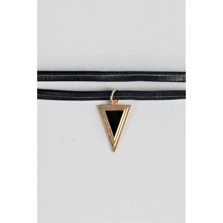 Lovemystyle Double EMB sangle tour de cou avec pendentif Triangle