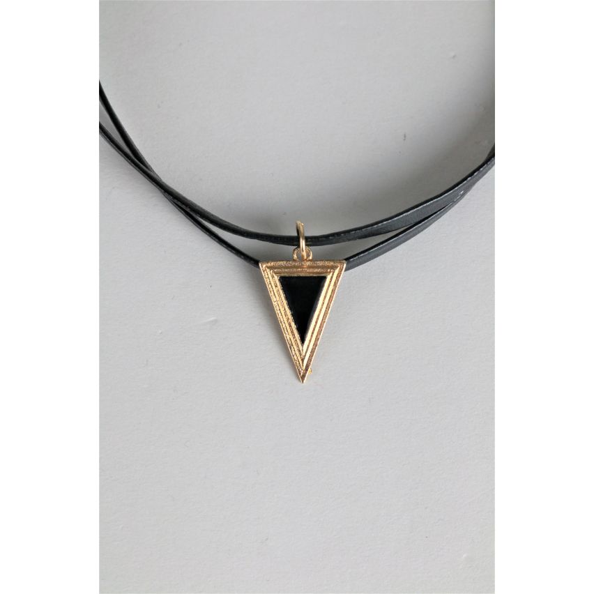 Lovemystyle Double EMB sangle tour de cou avec pendentif Triangle