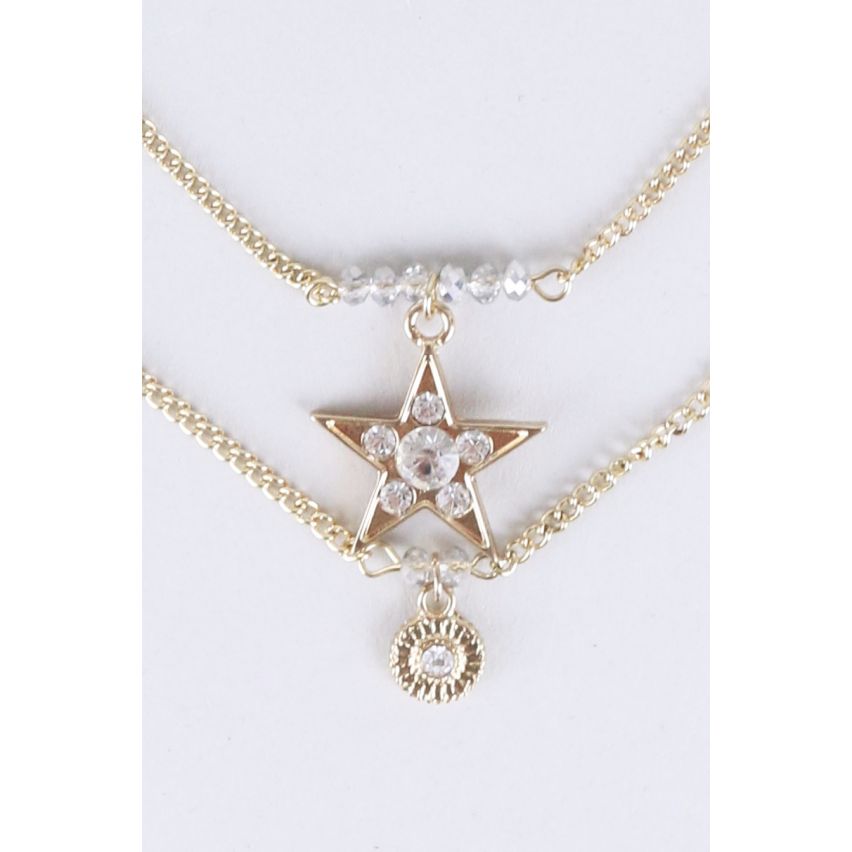 Lovemystyle Gold Double Layer Necklace With Star Design