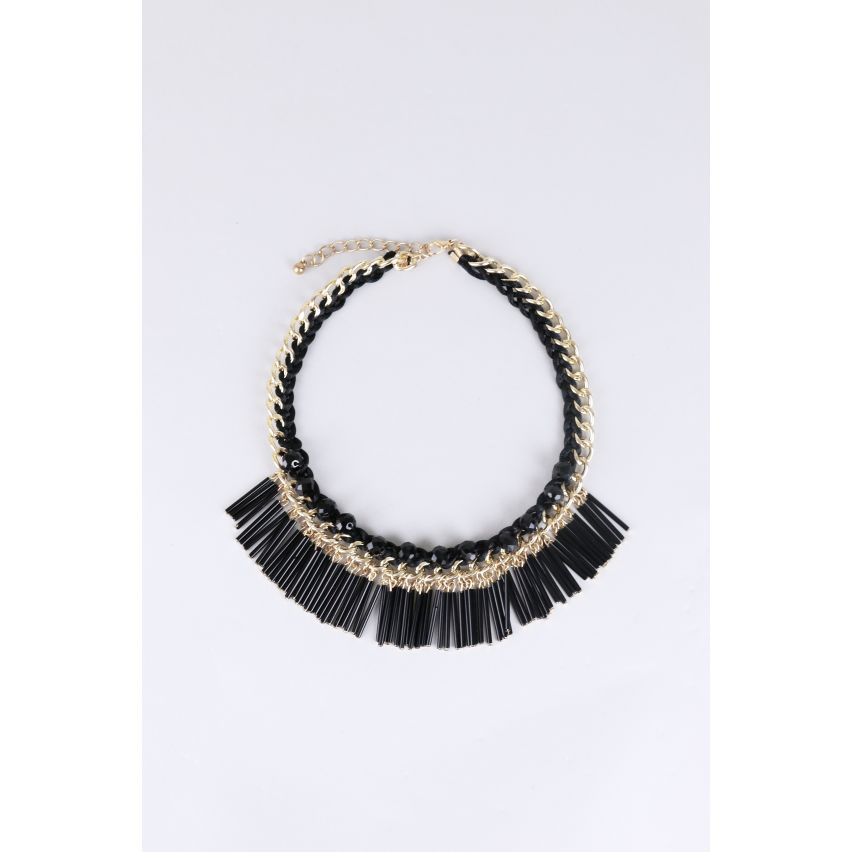 Déclaration de LMS collier en or avec perles noires et de glands