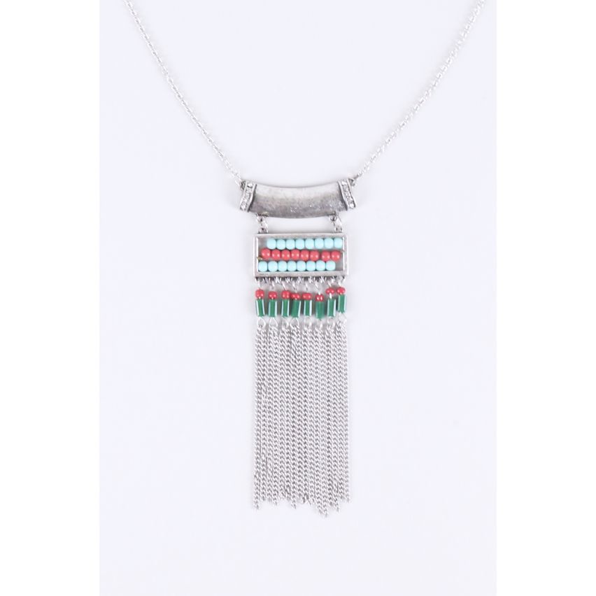 Lovemystyle Long geketend Tribal halsketting met metalen kwastjes