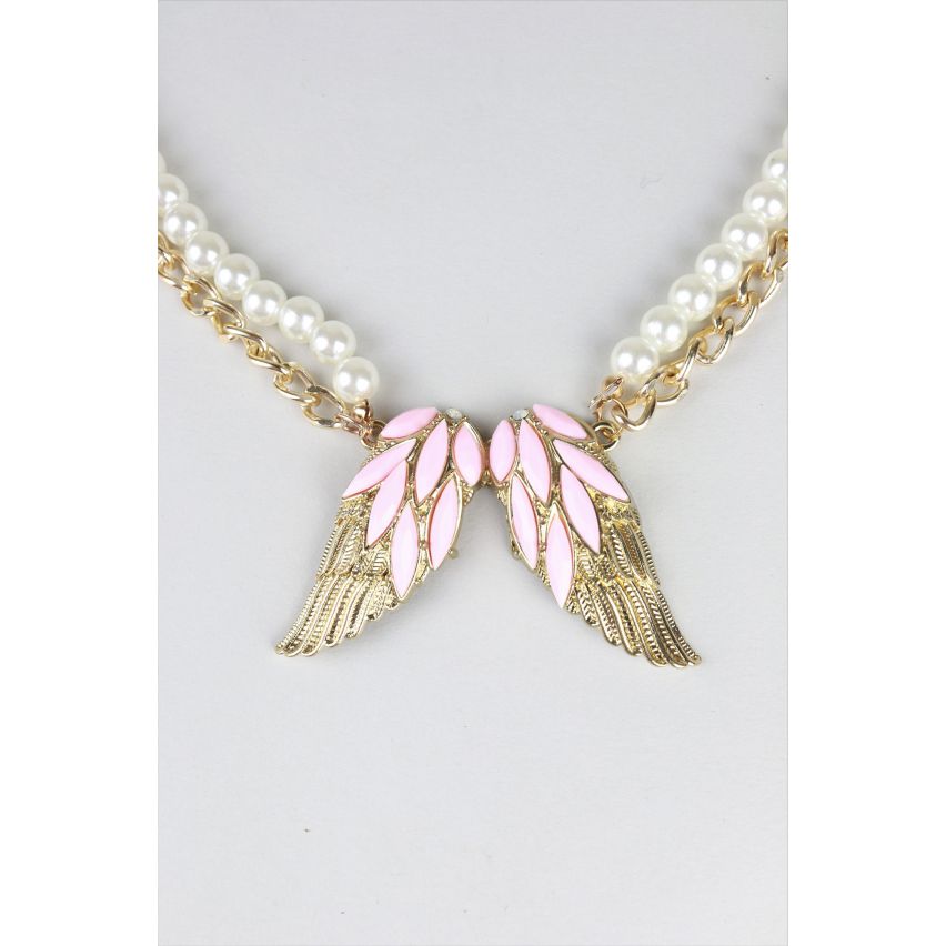 Chaîne en or de Lovemystyle et collier de perles avec pendentif ange