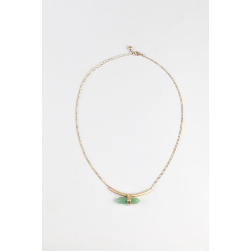 Lovemystyle or collier avec pendentif en cristal vert