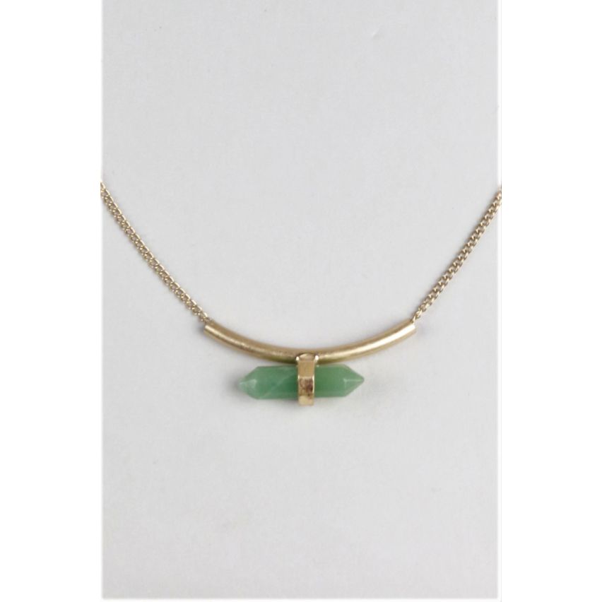 Lovemystyle Gold Chain Necklace With Green Crystal Pendant