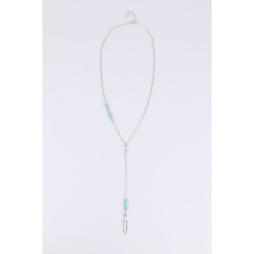 Liste déroulante Lovemystyle Silver Leaf collier avec perles bleues