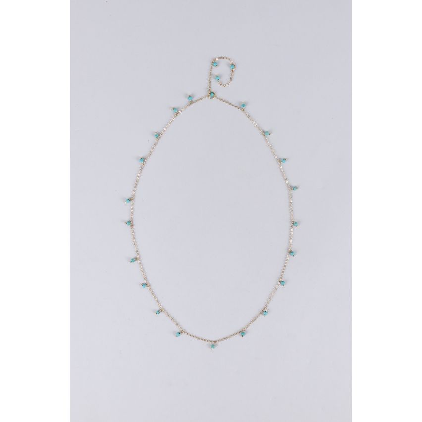 Lovemystyle Long Gold Necklace With Turquoise Beads