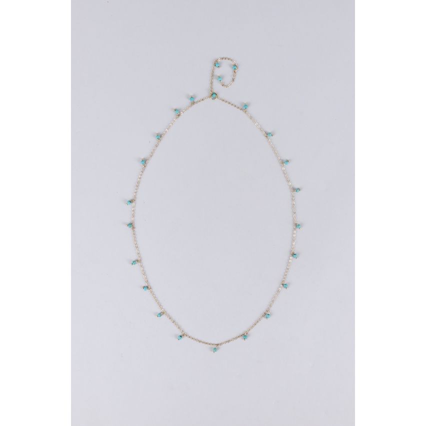 Lovemystyle lange gouden ketting met Turquoise kralen