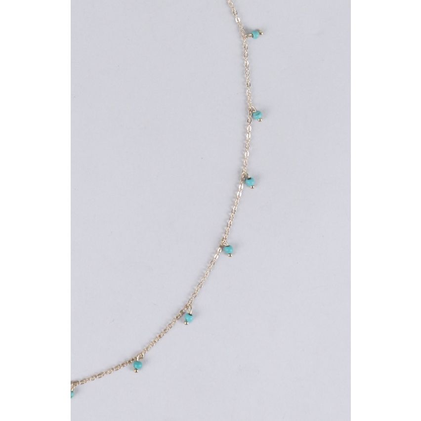 Lovemystyle Long collier en or avec perles de Turquoise