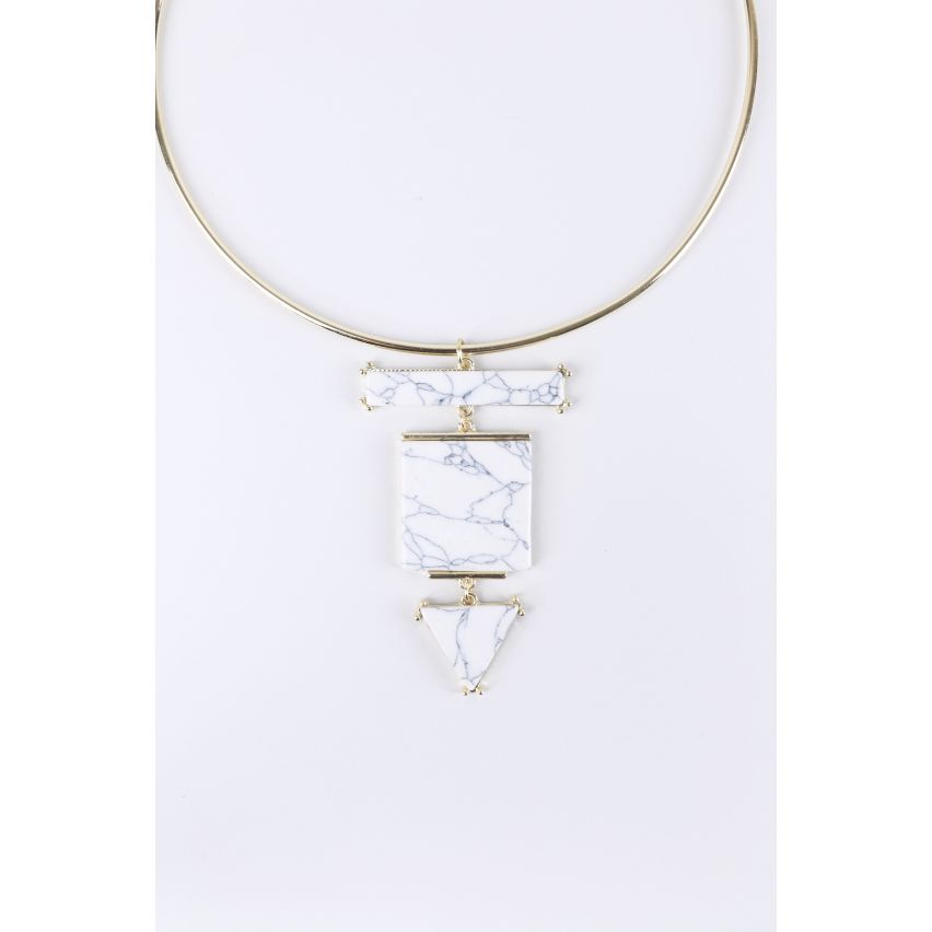 Lovemystyle Gold Collier mit Marmor-Effekt-Anhänger