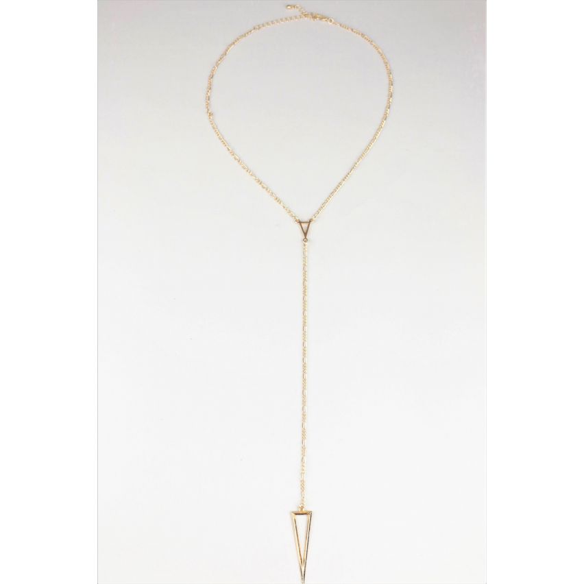 Lovemystyle Drop Plunge Necklace In Gold With Triangle Pendant
