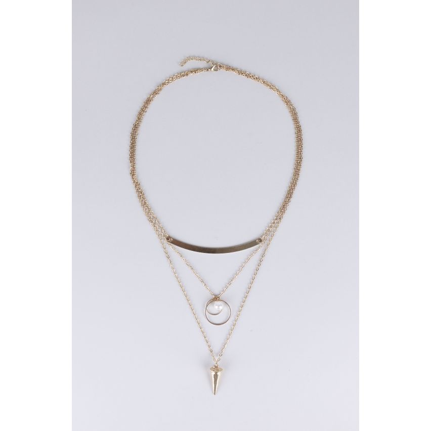 Lovemystyle Tripple geketend Drop-Down ketting In goud