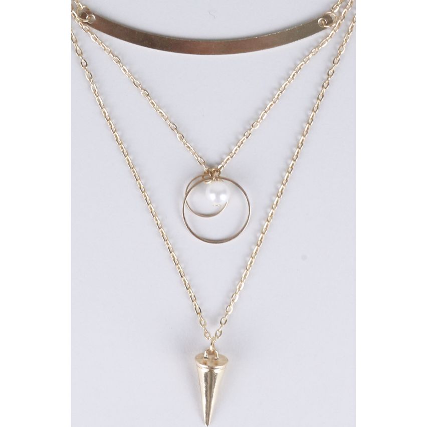 Lovemystyle Tripple geketend Drop-Down ketting In goud