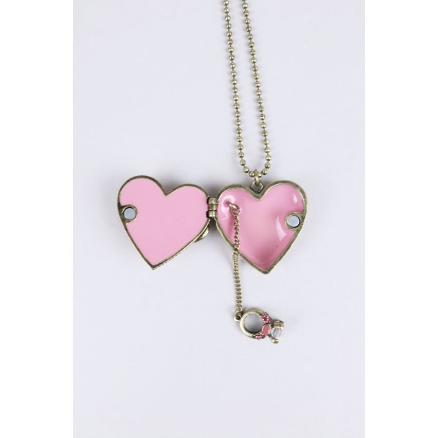 Lovemystyle Oversized roze hart medaillon met sleutel