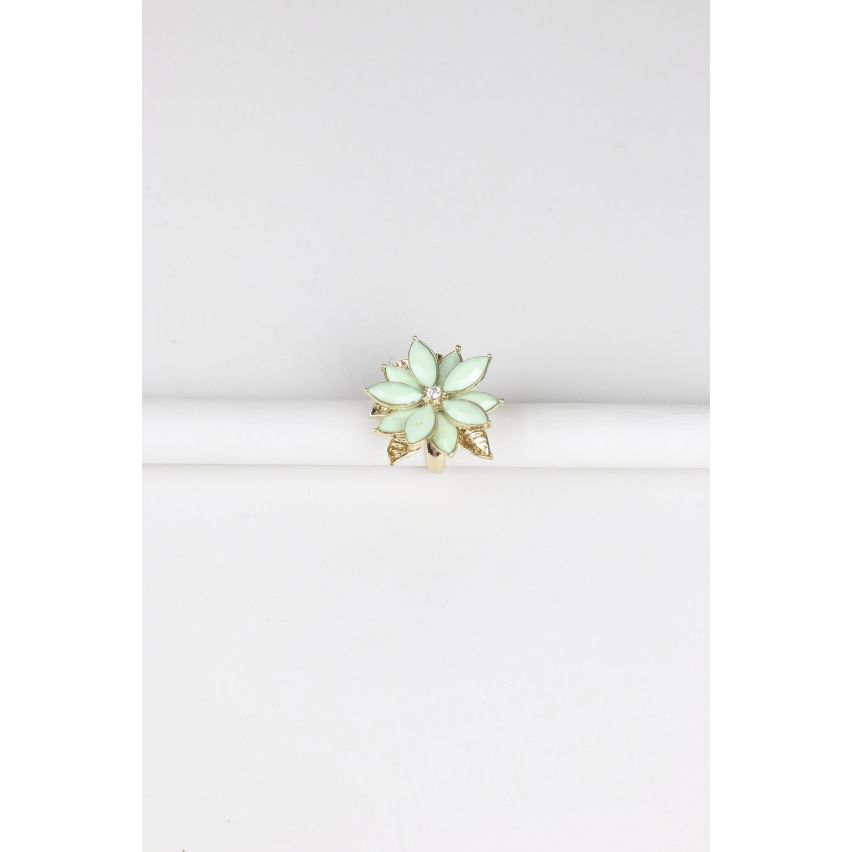 Anello in oro Lovemystyle con fiore pastello verde Design