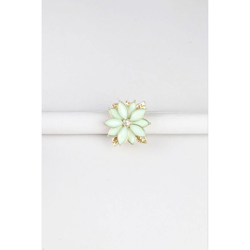 Anello in oro Lovemystyle con fiore pastello verde Design