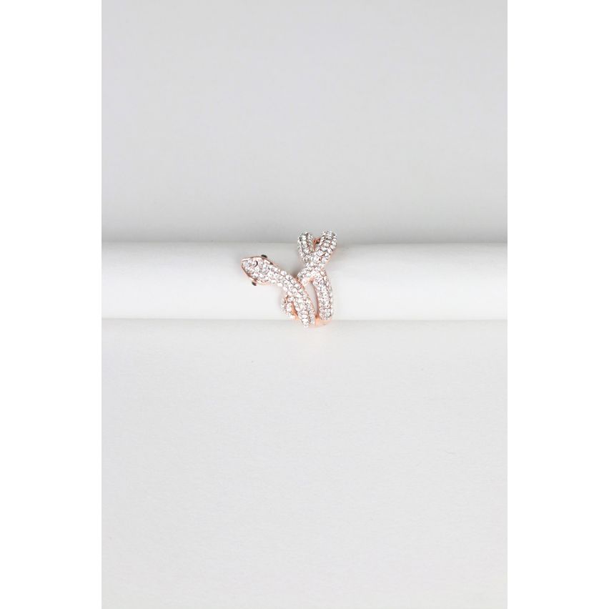 Lovemystyle Diamante Encrusted Gold Snake Ring