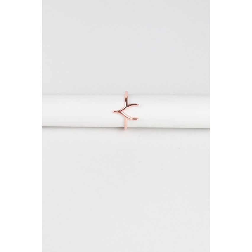 Lovemystyle semplice anello in oro rosa con Wishbone Design