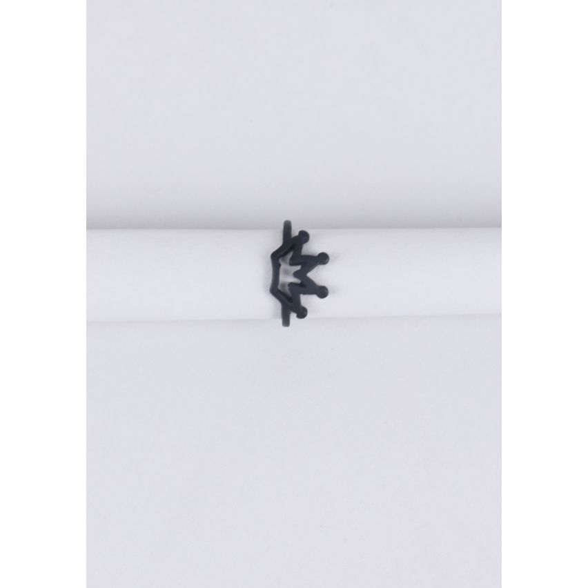 Lovemystyle eenvoudige zwarte kunststof geschetst kroon Ring