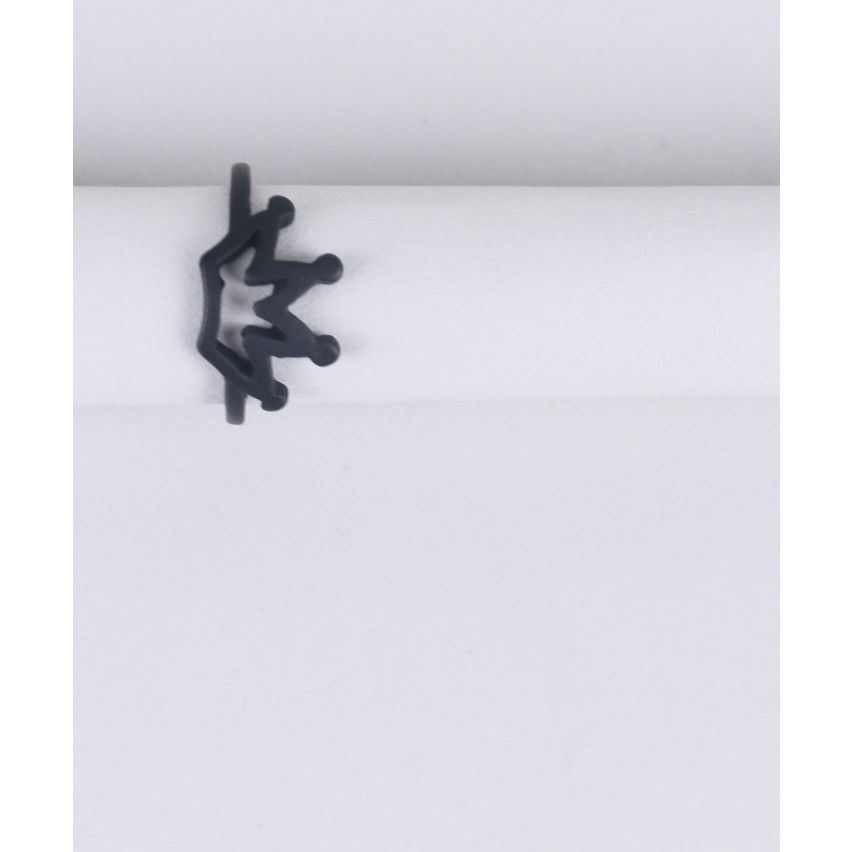 Lovemystyle eenvoudige zwarte kunststof geschetst kroon Ring