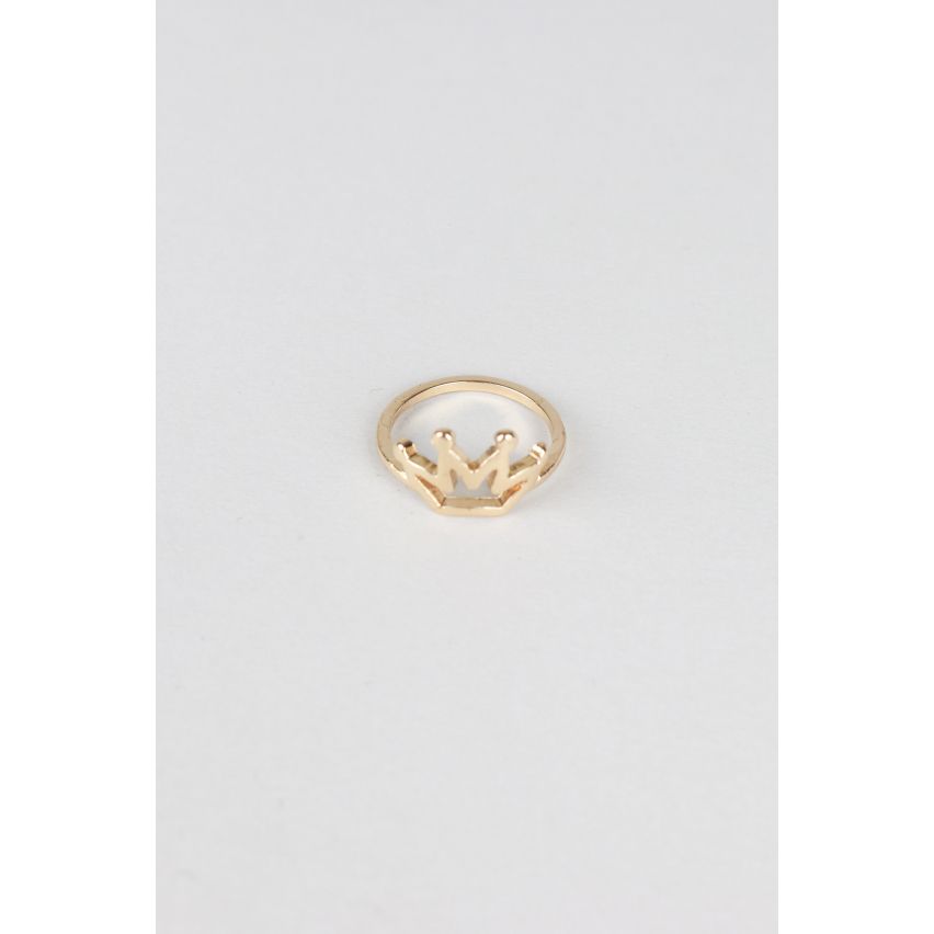 Lovemystyle Simple Gold Plastic Outlined Crown Ring