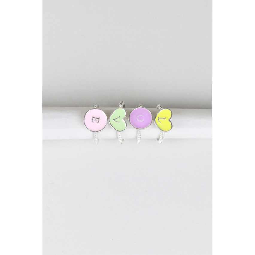 Lovemystyle Multi Pack Silber Ringe mit Liebe Design