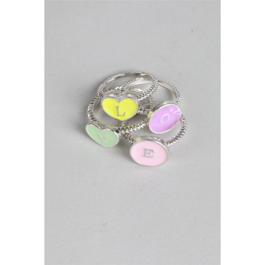 Lovemystyle Multi Pack zilveren ringen met liefde Design