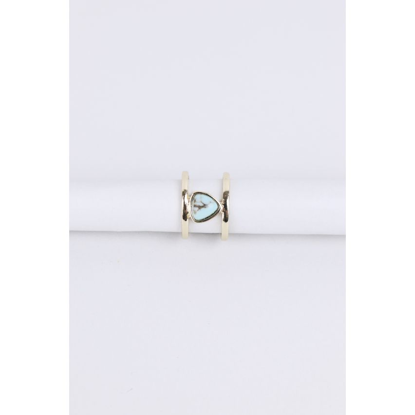 Lovemystyle Gold Double Layer Ring With Turquoise Stone