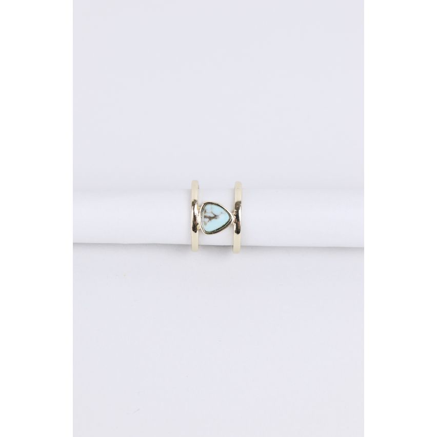 Lovemystyle goud dubbellaagse Ring met Turquoise steen