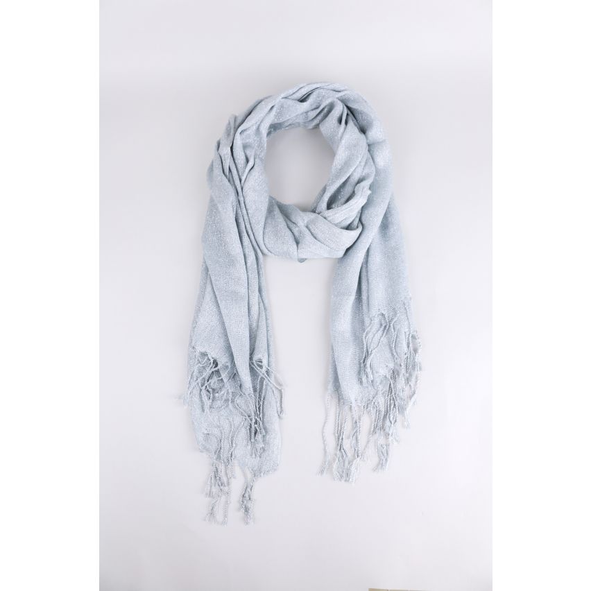 Lovemystyle Silver Lightweight Scarf With Fringe Detail