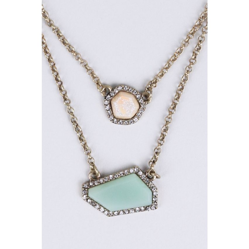 Lovemystyle Pastel Stone And Diamante Ring And Necklace Set