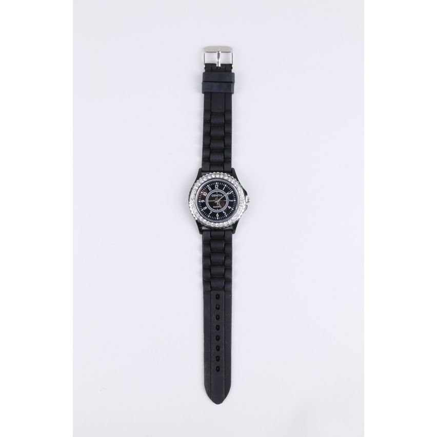 Lovemystyle Black horloge met Diamante Detail