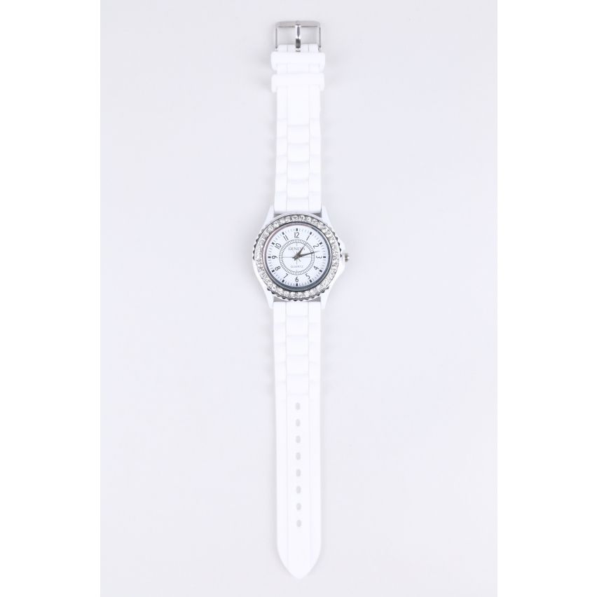 Lovemystyle White horloge met Diamante Detail