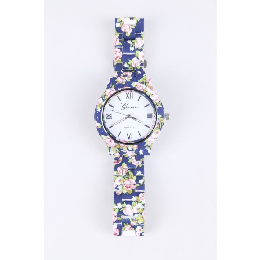 Reloj de Lovemystyle azul con todo diseño Floral