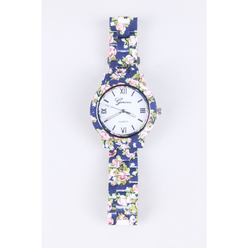 Lovemystyle Blue Watch With All Over Floral Design