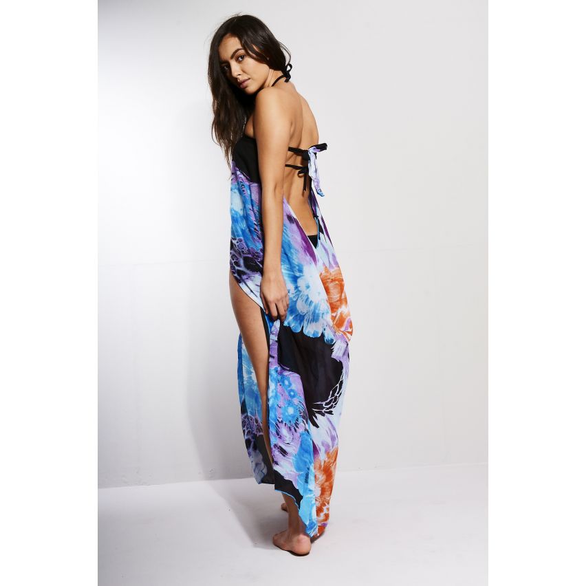 Lovemystyle Printed Strapless Tie Back Sarong With Cowl Back - SAMPLE