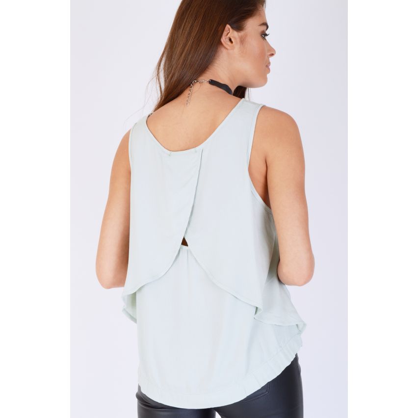 Freitag Projekt Lavendel grünen Chiffon Weste Top mit geschichteten Rücken